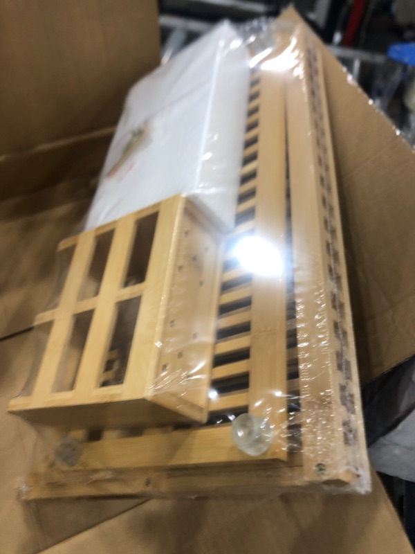 Photo 1 of [READ NOTES] Dish Rack, Bamboo Folding 2-Tier Collapsible Drainer Dish Drying Rack with Utensils Flatware Holder Set (Dish Rack with Utensil Holder)