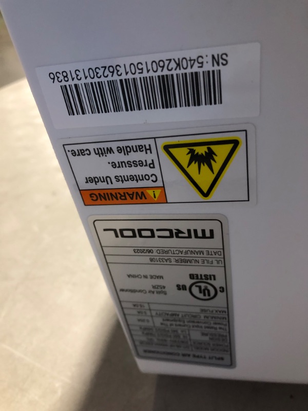 Photo 7 of ***USED - LIKELY MISSING PARTS - UNABLE TO TEST***
MRCOOL 9000 BTU 0.75-Ton Wall Mount Mini Split Air Handler with 25 ft. DIY Pro Comm. Cable, Remote and Smart Control 208/230V