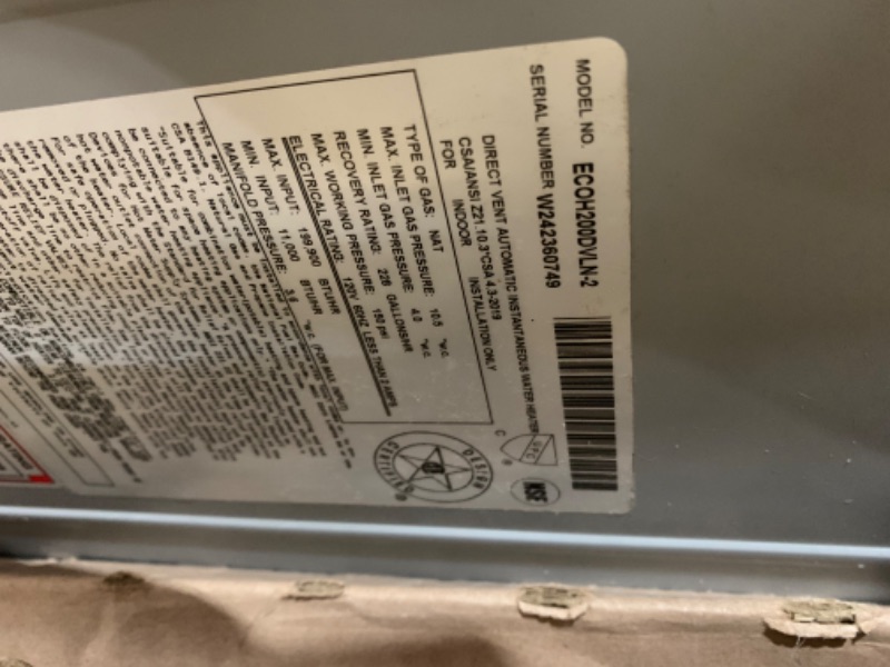 Photo 4 of Pre used item was previously installed ** Rheem Performance Platinum 9.5 GPM Natural Gas High Efficiency Indoor Tankless Water Heater