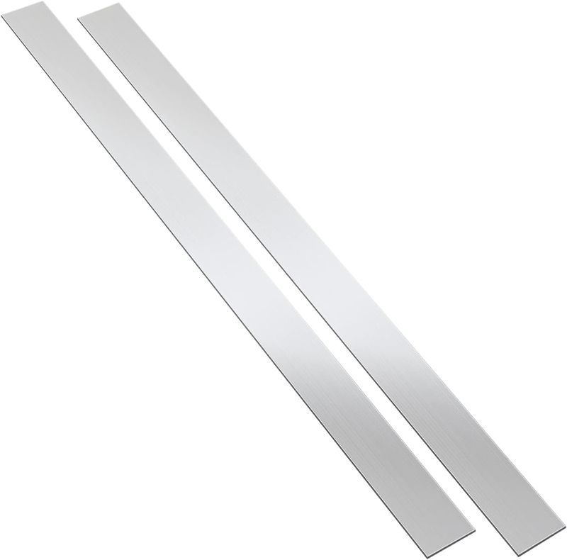 Photo 1 of 2 Pcs Stainless Steel Strips 304 Brushed Stainless Steel Finishing Sheet Metal Gap Filler Trim Strip for Kitchen DIY (silver, 1"×30")