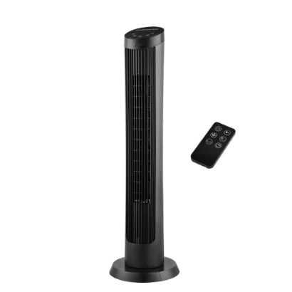 Photo 1 of 40 in. 4 Speed Digital Oscillating Tower Fan with Remote Control in Black
