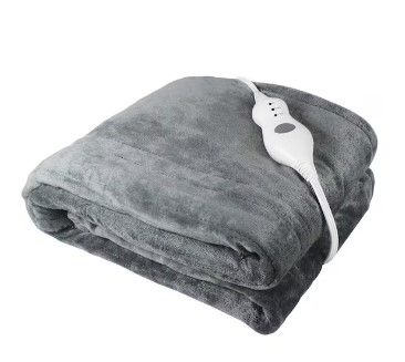 Photo 1 of 50 in. x 60 in. Grey Heated Throw Blanket
