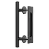 Photo 1 of (All-New) 12" Sliding Barn Door Handle Pull and Flush Hardware Set, Flat Back-Plate Design, Rustic Black