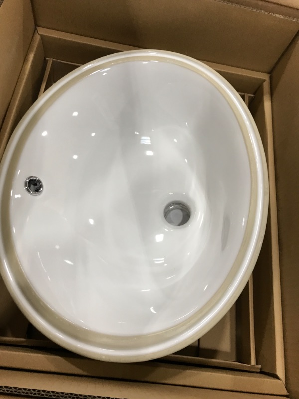 Photo 2 of 17.5 in. Oval Vitreous China Bathroom Sink in White
