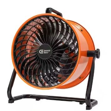 Photo 1 of 16 in. 3-Speed Floor Fan in Orange High Velocity Turbo
