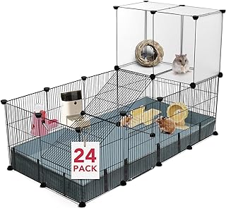 Photo 1 of 24 Panels Small Animal Playpen,Pet Playpen,C&C Cage for Guinea Pigs,Puppy Play Pen,Bunny Playpen,Indoor Outdoor Portable Metal Wire Yard Fence with Waterproof Mat