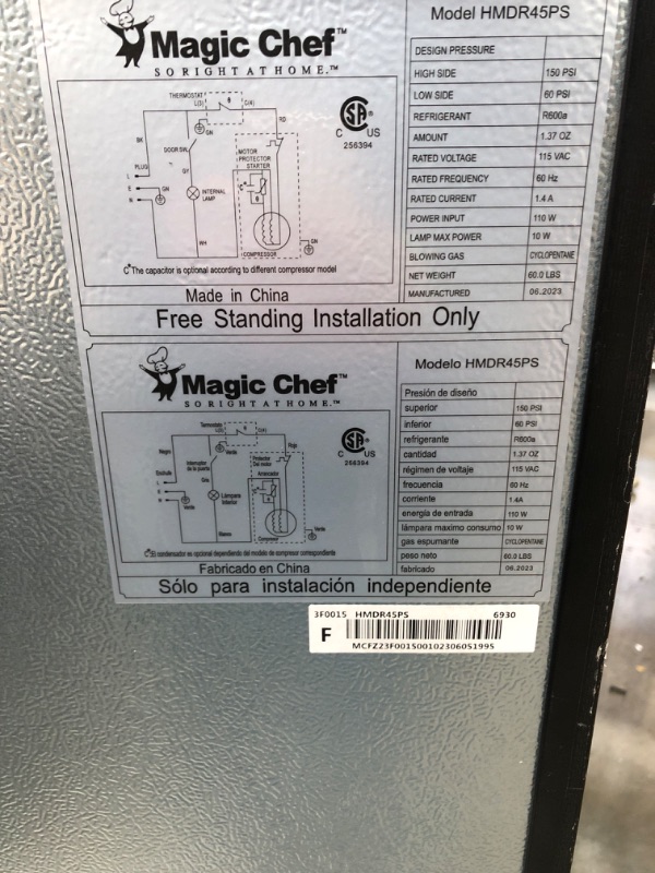 Photo 1 of **SEE NOTES** 18.5 in. W, 4.5 cu. ft. 2-Door Mini Refrigerator, with Freezer in Platinum Steel
