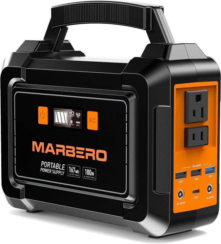 Photo 1 of ***SEE NOTES*** MARBERO Portable Power Station 200W Peak Solar Generator 167Wh Camping Battery Power Supply with 110V AC Outlet 2 DC Ports 4 USB Ports LED for CPAP Travel Fishing Camping Hunting Blackout Emergency
