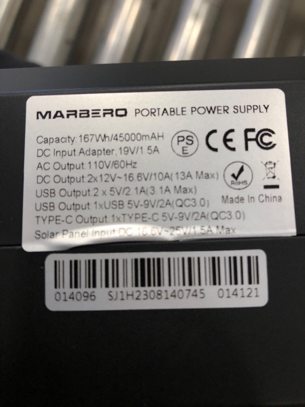 Photo 4 of ***SEE NOTES*** MARBERO Portable Power Station 200W Peak Solar Generator 167Wh Camping Battery Power Supply with 110V AC Outlet 2 DC Ports 4 USB Ports LED for CPAP Travel Fishing Camping Hunting Blackout Emergency
