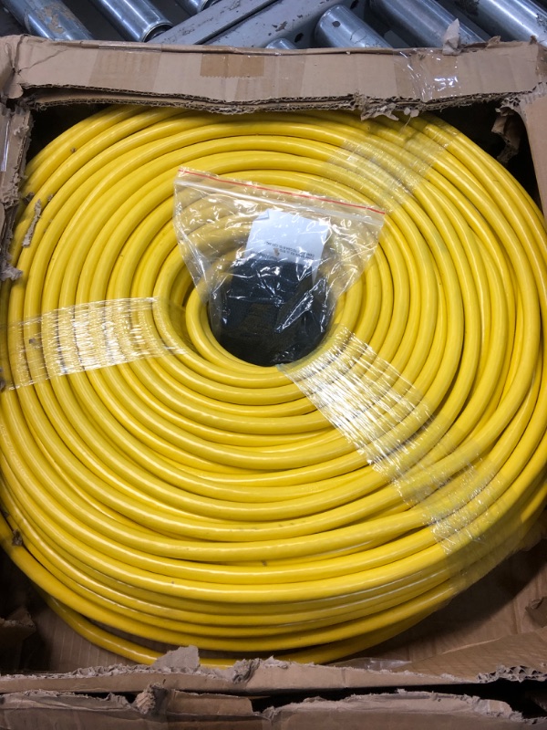 Photo 2 of 500 ft Outdoor Extension Cord Waterproof 12/3 Gauge Heavy Duty with Lighted end, Flexible Cold-Resistant 3 Prong Electric Cord Outside, 15Amp 1875W 12AWG SJTW, Yellow, ETL HUANCHAIN Yellow 500 foot