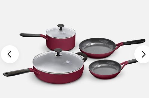 Photo 1 of GreenPan SmartShape Healthy Ceramic 6 Piece Cookware Pots and Pans Set, Red