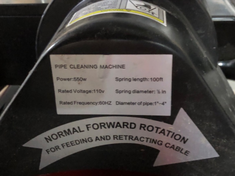 Photo 4 of ***NONREFUNDABLE - NOT FUNCTIONAL - FOR PARTS ONLY - SEE COMMENTS***
VEVOR 100FT x 1/2 Inch Drain Cleaning Machine 550W Sewer Snake Auger Cleaner