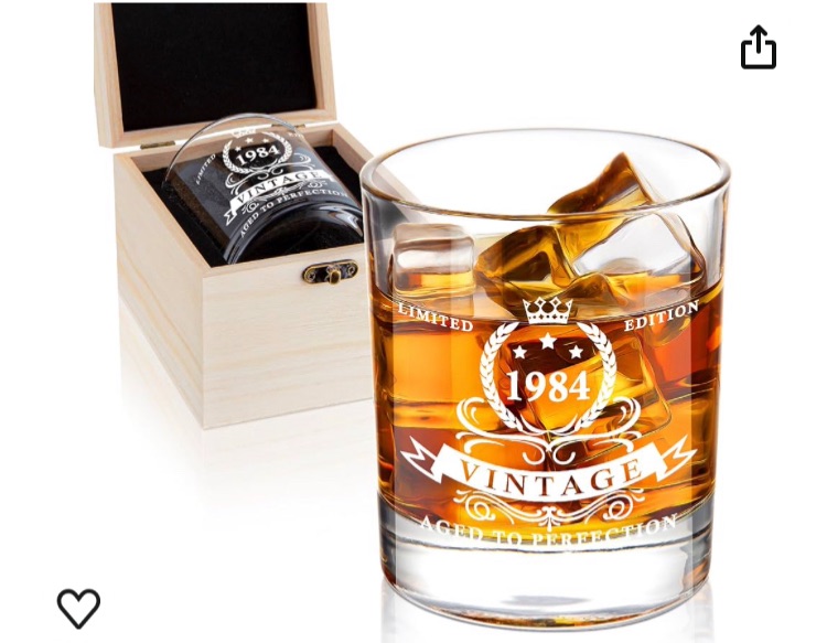 Photo 1 of **SEE PHOTOS**LIGHTEN LIFE Birthday Gifts for Men 12 oz,1943 Whiskey Glass in Valued Wooden Box,Bourbon Glass for 40 Years Old Dad,Husband,Friend,40th Bday Gift Ideas,40th Birthday Decorations