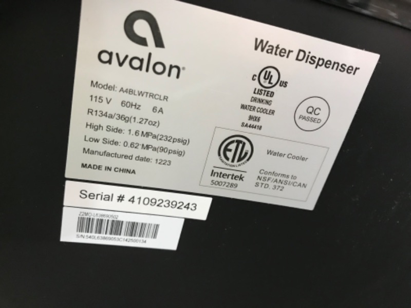 Photo 3 of **SEE NOTES**Avalon Bottom Loading Water Cooler Water Dispenser with BioGuard- 3 Temperature Settings - Hot, Cold & Room Water, Durable Stainless Steel Construction, Anti-Microbial Coating- UL Listed
