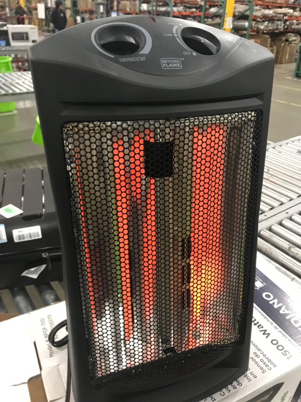 Photo 2 of 1500-Watt Black Electric Tower Quartz Infrared Space Heater with Thermostat
