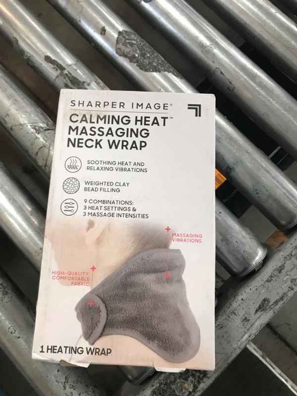 Photo 2 of 23 in. x 5 in. Massaging Heating Neck Wrap, Grey
