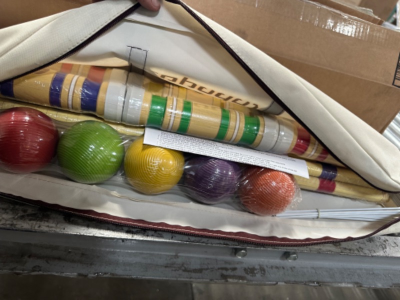 Photo 2 of ropoda Six-Player Croquet Set with Wooden Mallets, Colored Balls, Sturdy Carrying Bag for Adults &Kids, Perfect for Lawn,Backyard,Park and More.