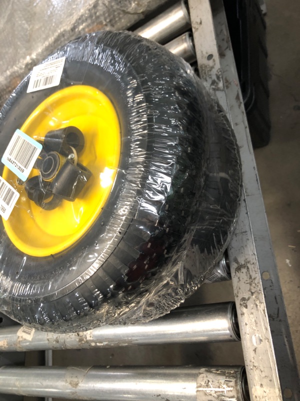 Photo 2 of (2-PACK) 4.80/4.00-8" Tire and Wheel, 16" Pneumatic Tire Wheels with 5/8" Bearings (Extra 3/4" Bearings) and 3" Centered Hub, for Wheelbarrow, Hand Truck, Garden Carts, Yard Wagon Dump Cart
