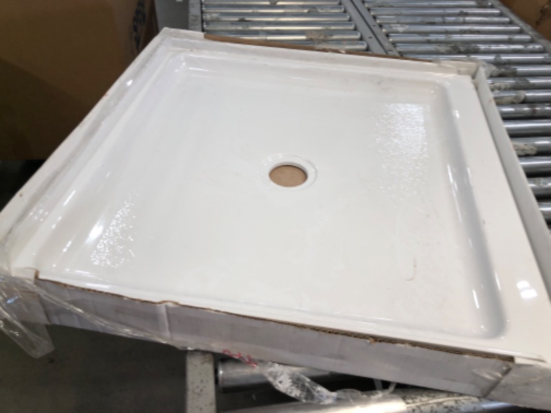 Photo 1 of Fine Fixtures Double Threshold Acrylic Shower Base - Non-Slip Textured Surface Shower Floor Pan 32" x 32" in White