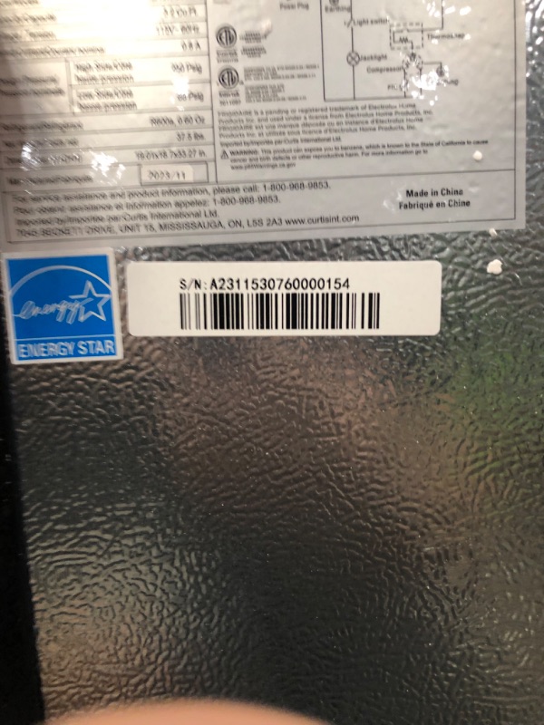 Photo 4 of (READ FULL POST) FRIGIDAIRE EFR376-BLACK 3.1 Cu Ft Black Retro Bar Fridge with Side Bottle Opener BLACK Single Door Fridge