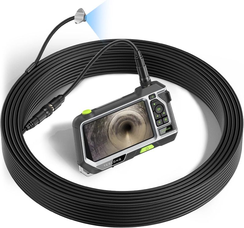 Photo 1 of ***USED - POWERS ON - LIGHT ON CAMERA DOESN'T WORK - SEE PICTURES***
50ft Sewer Inspection Camera, Teslong Drain Pipe Endoscope Borescope, Waterproof Plumbing Camera Snake with Light, NTS500 5-inch 720P Monitor, Fiber Optic Scope for Air Duct HVAC Sewage 