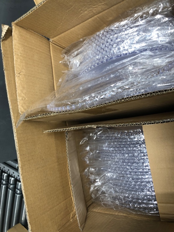 Photo 1 of 100 Pcs Clear Charger Plates Bulk Includes 50 Clear Beaded Charger Plates 13 Inch and 50 Pearl Napkin Rings Plastic Charger Dinner Plates for Wedding, Party, Event Tabletop Decoration (Silver)