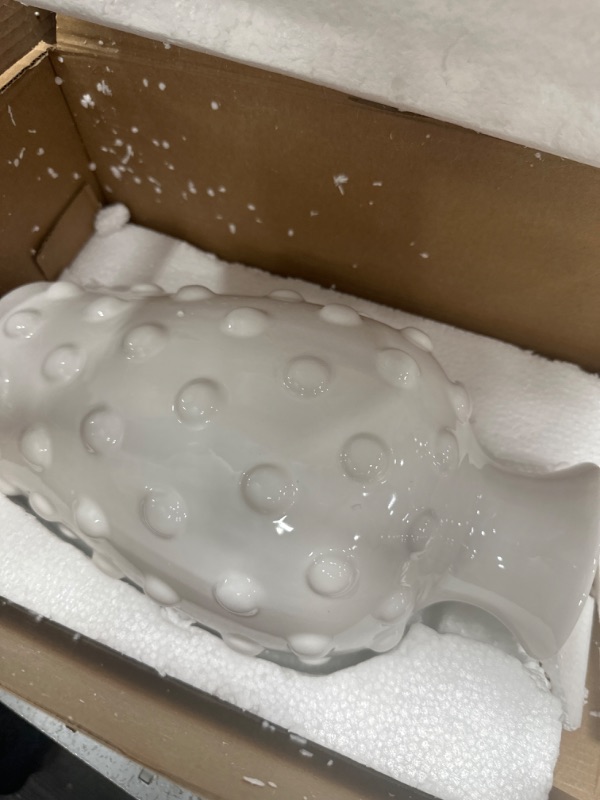 Photo 2 of AuldHome Old-Fashioned White Hobnail Vase; Vintage Decor for Home Office Events
