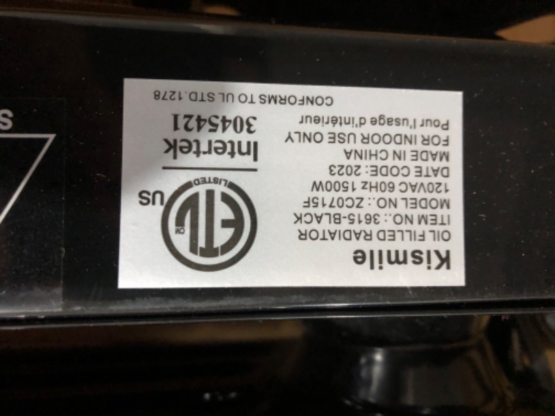 Photo 6 of ***PARTS ONLY/NON-RETURNABLE*POWER CORD NEEDS TO BE REPLACED*ONLY 1 PRONG***
Antarctic Star Oil Filled Radiator Heater, 1500W Portable Electric Space Heater, Adjustable Thermostat, 3 Heat Settings,Tip Overheat Protection Quiet Working, Black Oil Heater