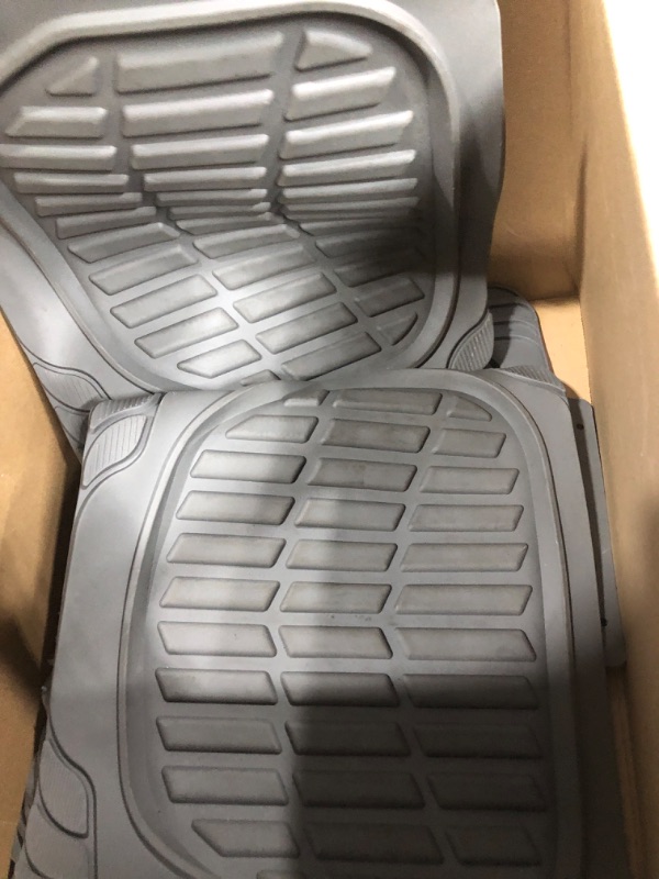 Photo 2 of Motor Trend 923-GR Gray FlexTough Contour Liners-Deep Dish Heavy Duty Rubber Floor Mats & Van-All Weather Protection Trim & Premium FlexTough All-Protection Cargo Liner Trunk Mat, Gray, 54" x 37"