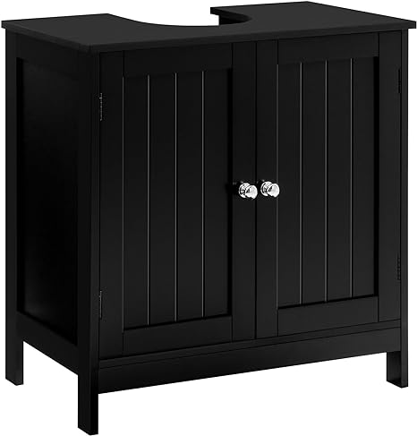 Photo 1 of Iwell Pedestal Sink Storage Cabinet with 2 Doors and Shelf, Under Sink Cabinet, Bathroom Sink Cabinet with U-Shape, Black
