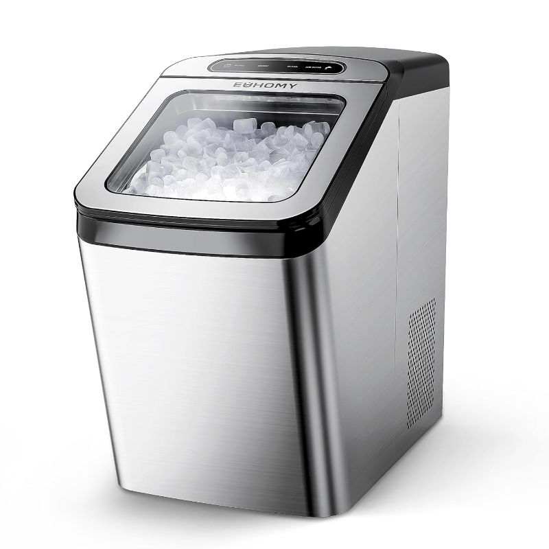 Photo 1 of EUHOMY Nugget Ice Maker Countertop, Max 34lbs/Day, 2 Way Water Refill, Self-Cleaning Pebble Ice Maker Machine with 3Qt Reservoir, Ideal for Home, Office, Bar, and Party. (Silver)
