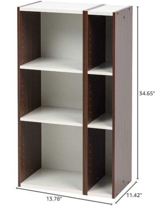 Photo 3 of (READ FULL POST) IRIS USA UB Space Saving Unit with Adjustable Shelves, 14" Width, Walnut Brown/White Walnut Brown/White 14" Width 3 Tier Adjustable