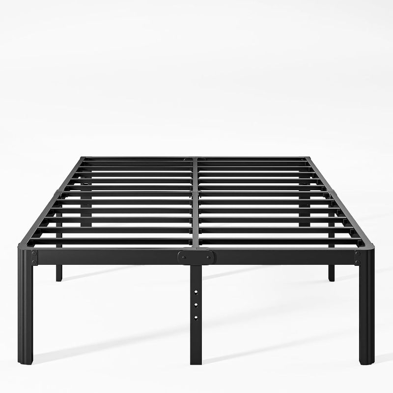 Photo 1 of 18 Inch High Metal King Bed Frame No Box Spring Needed, Heavy Duty King Size Bed Frame Platform, Noise Free, Easy Assembly, Black
