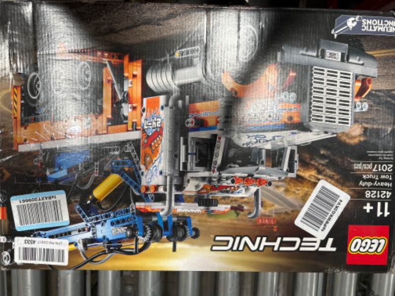 Photo 2 of ***USED - BOX DAMAGED - ALL BAGS SEALED***
LEGO Technic Heavy-Duty Tow Truck 42128 with Crane Toy Model Building Set, Engineering for Kids Series Standard Packaging