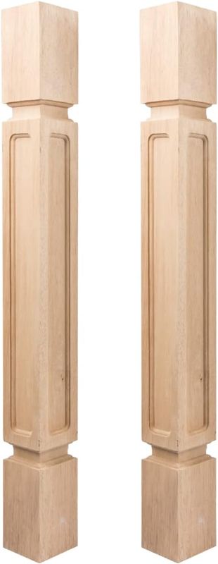 Photo 1 of 35 1/2-inch H 5-inch W 5-inch D Cabinet Columns, La Vane Set of 2 Unfinished Square Rubber Wood Replacement Countertop Legs for Large Dining Table & Kitchen Table 5"W x 5"D x 35 1/2"H