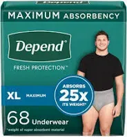 Photo 1 of 2 packs of 34 adult underwear grey for men 68 ct