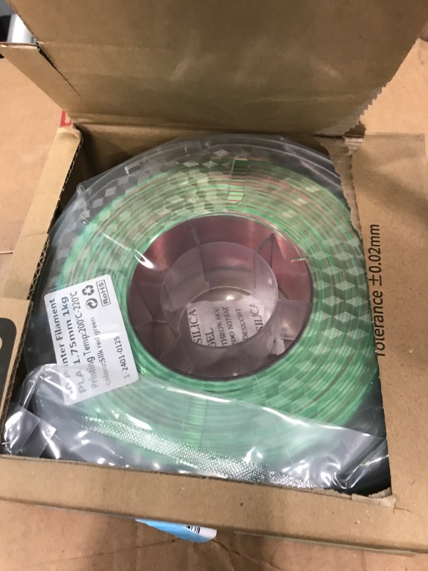 Photo 2 of ELEGOO Silk PLA Filament 1.75mm Dual Color Green Red 1KG, 3D Printer Filament Dimensional Accuracy +/- 0.02mm, 1kg Spool(2.2lbs) 3D Printing Filament Fits for Most FDM 3D Printers 1kg Silk Dual Colors Green&red