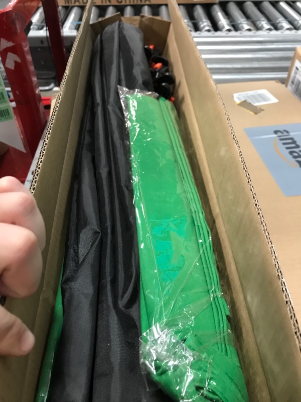 Photo 1 of JEBUTU 5X6.5ft Green Screen Backdrop with Stand Kit, Green Screen with T-Shape Background Support Stand, Portable Green Screen Stand Kit with Carrying Bag & 5 Spring Clamps for Zoom, Video, Streaming