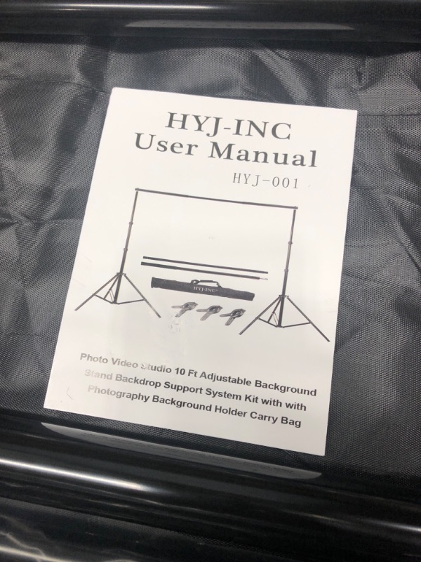 Photo 3 of HYJ-INC Photo Video Studio 10 Ft Adjustable Background Stand Backdrop Support System Kit with Photography Background Holder Carry Bag