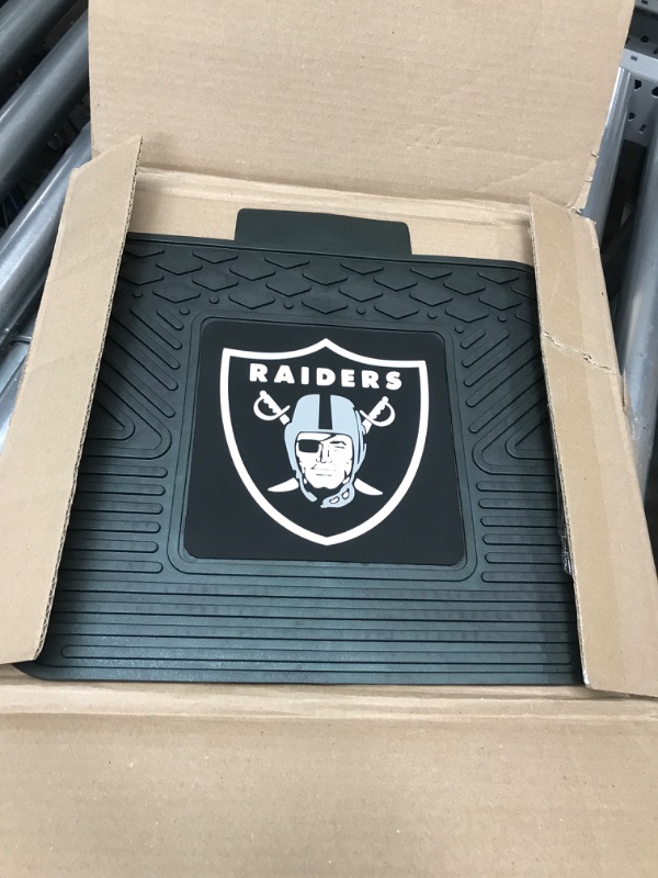 Photo 1 of FANMATS 9985 Las Vegas Raiders Back Row Utility Car Mat - 1 Piece - 14in. x 17in., All Weather Protection, Universal Fit, Molded Team Logo Rear