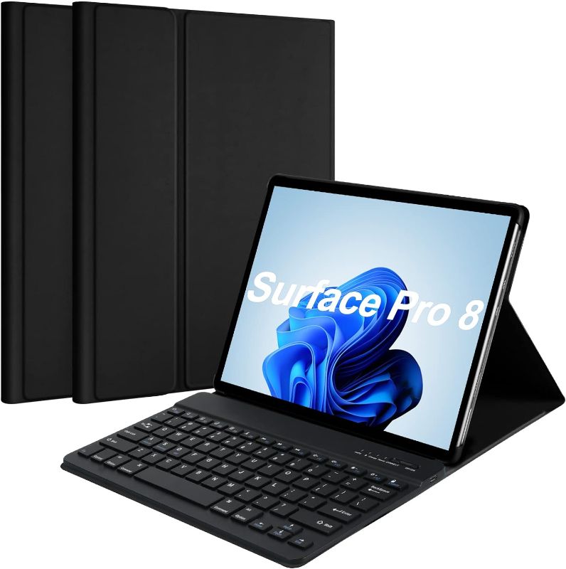 Photo 1 of CC Store Microsoft Surface Pro 8 Keyboard Case, Slim & Lightweight Protective Cover with Bluetooth Detachable Keyboard Compatible with 2021 Surface Pro 8 13 Inch (Black)