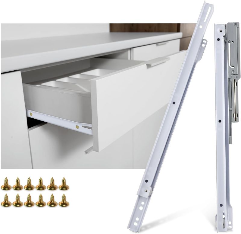 Photo 1 of **NOT EXACT SAME AS STOCK PHOTO** LONTAN Soft Close Drawer Slides 22 Inch Bottom Mount Drawer Slides-SLZR011WH22 Drawer Slides for Cabinet Hardware Dresser Drawer Slides Replacement Drawer Tracks and Rails Kit 3 Pair,55 LB Capacity 22 Inch 3 Pair