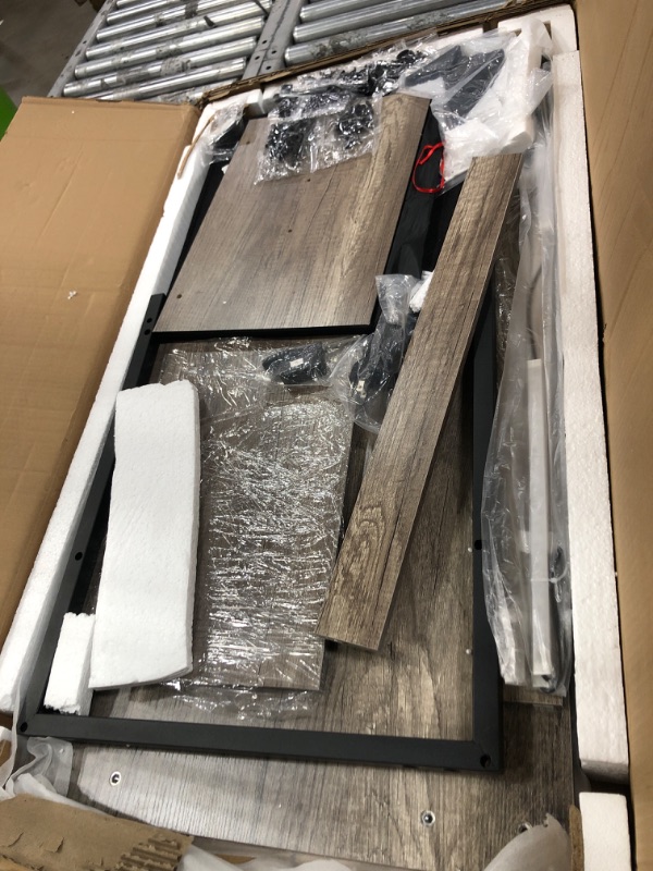 Photo 1 of ODK L Shaped Desk with File Drawer, 66" Reversible L Shaped Computer Desk with Power Outlet & LED Strip, Office Desk with Storage Shelves, Gaming Desk with Monitor Shelf, Corner Desk, Grey Oak 66 Inch Grey Oak