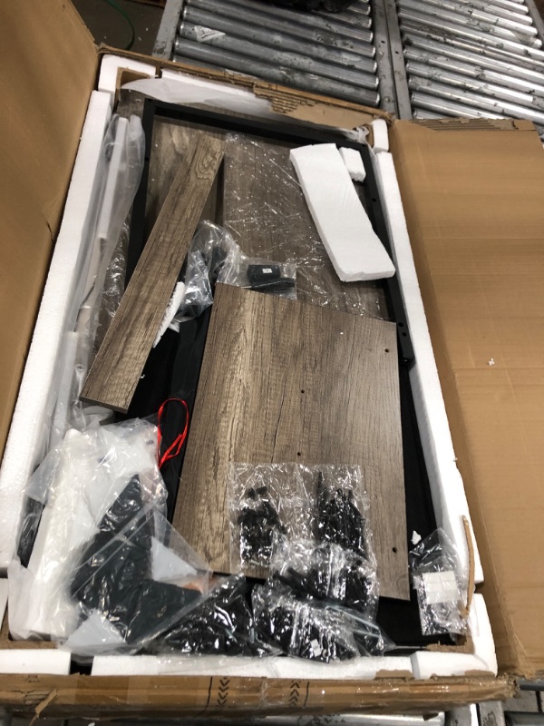 Photo 1 of ODK L Shaped Desk with File Drawer, 66" Reversible L Shaped Computer Desk with Power Outlet & LED Strip, Office Desk with Storage Shelves, Gaming Desk with Monitor Shelf, Corner Desk, Grey Oak 66 Inch Grey Oak