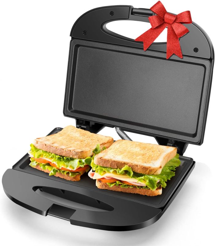 Photo 1 of Aigostar Sandwich Maker with Non-stick Deep Grid Surface for Egg, Ham, Steaks Compact Electric Grill Tostadora de Pan Black, ETL Certificated, Roy
