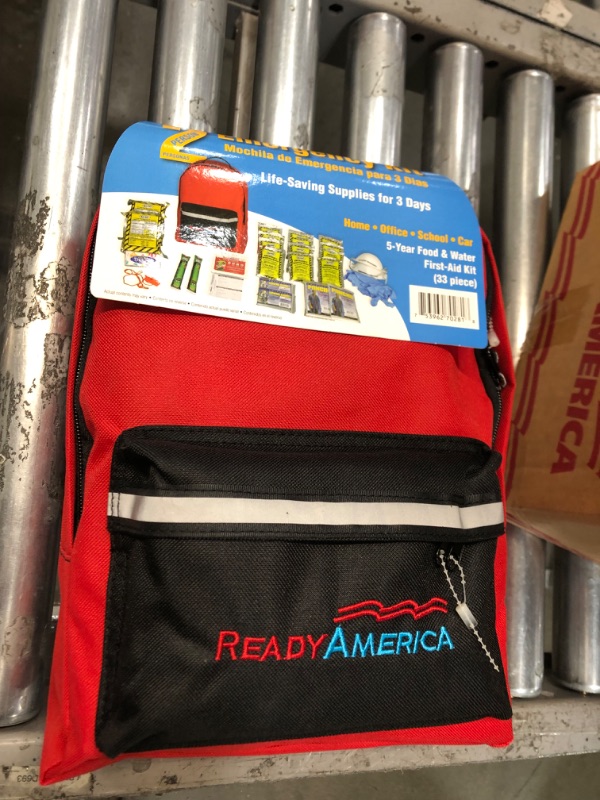 Photo 4 of **SEE NOTES**BUNDLE OF 4, Ready America 70280 72 Hour Emergency Kit, 2-Person, 3-Day Backpack, Includes First Aid Kit, Survival Blanket, Portable Preparedness Go-Bag for Camping, Car, Earthquake, Travel, Hiking, and Hunting, Red
