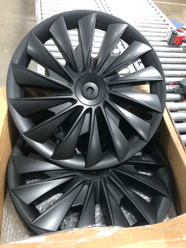 Photo 2 of 2024+ Model 3 Highland Hubcaps - 18 Inch Turbine Wheel Covers OEM Wheel Caps 18'' Turbine Wheel Hub Caps Replacement Compatible with Model 3 (Matte Black - 4 Pack)