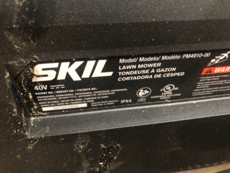 Photo 4 of **BATTERY AND CHARGER NOT INCLUDED**  SKIL PM4910-10 PWR CORE 40 20-Inch 40V Brushless Push Mower Kit Includes 5.0Ah Lithium Battery and Auto PWR Jump Charger 40V Push Mower Kit