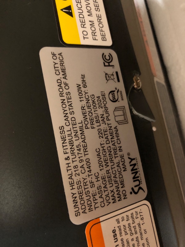 Photo 1 of *New Tested* Sunny Health & Fitness Folding Incline Treadmill with Optional Exclusive SunnyFit™ App and Smart Bluetooth Connectivity Classic