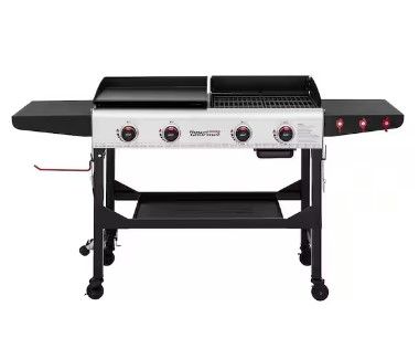 Photo 1 of *PARTS ONLY* 4-Burner 48,000 BTU Portable Flat Top Gas Grill and Griddle Combo Grill in Black with Folding Legs for Outdoor Cooking
